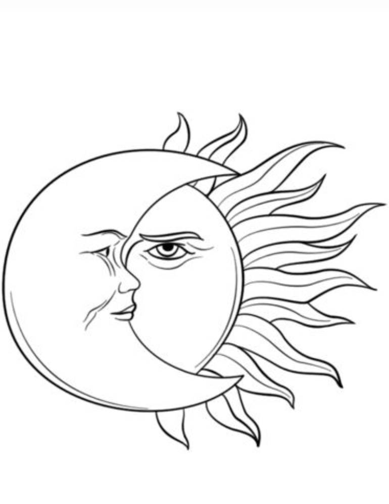 Desenho sol e lua simples