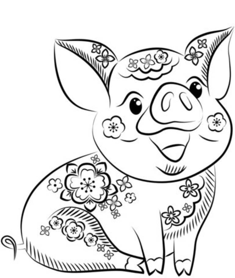 Desenho Porco alegre