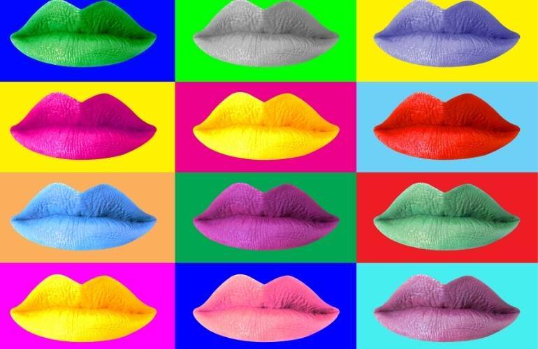pop art de lábios coloridos
