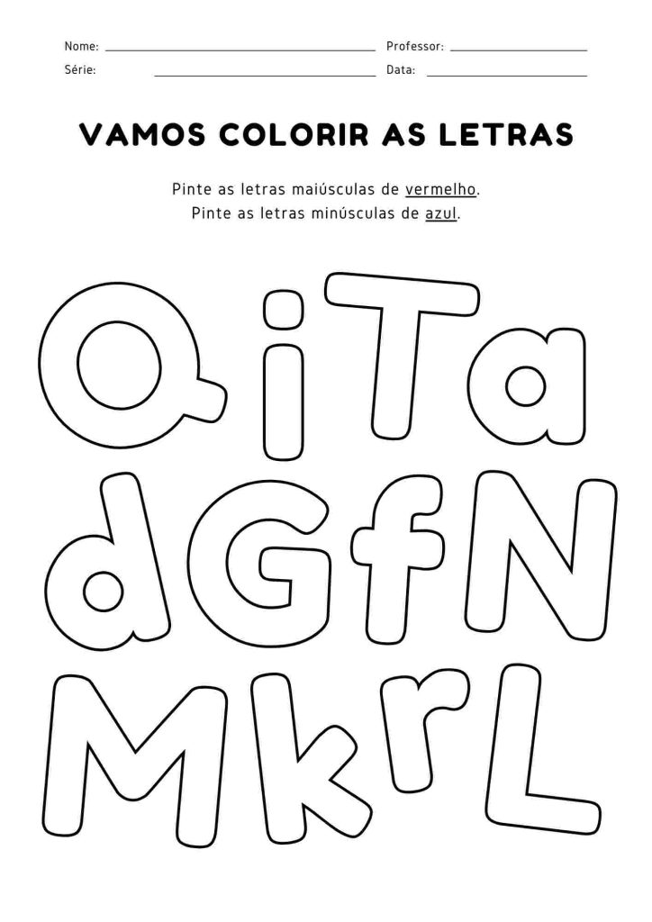 Atividade de colorir letras
