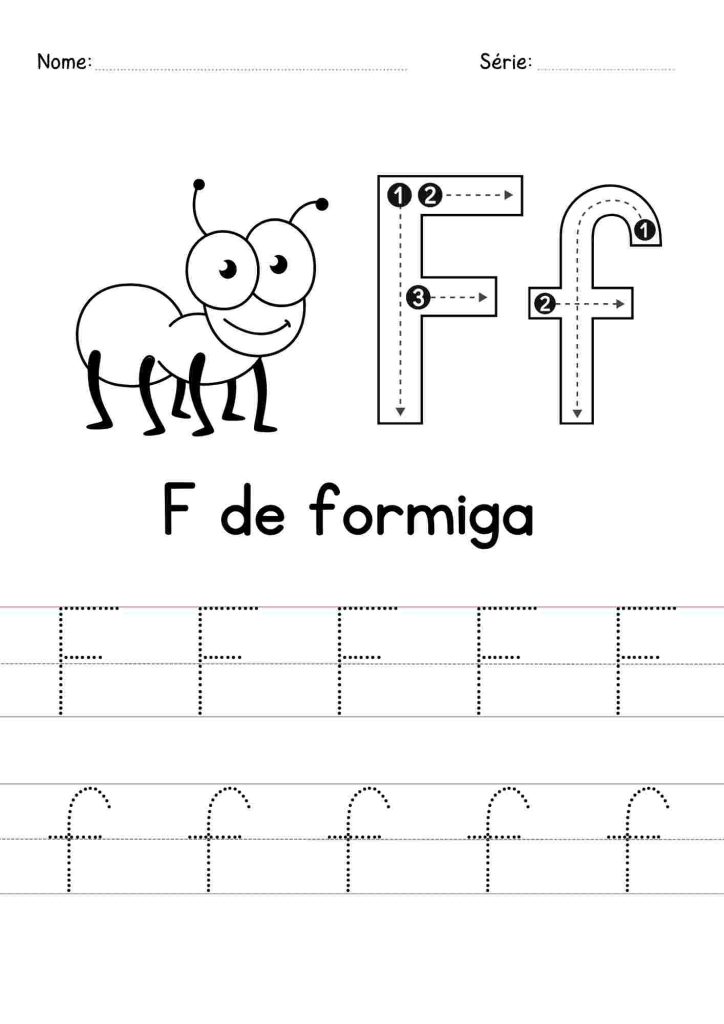Tracejar letra F alfabetização