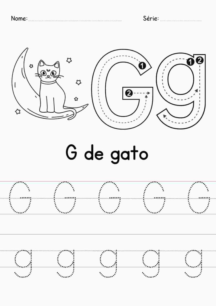 Tracejar letra G alfabetização