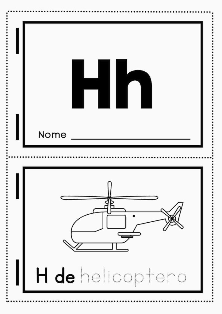 Letra H de helicóptero alfabetização