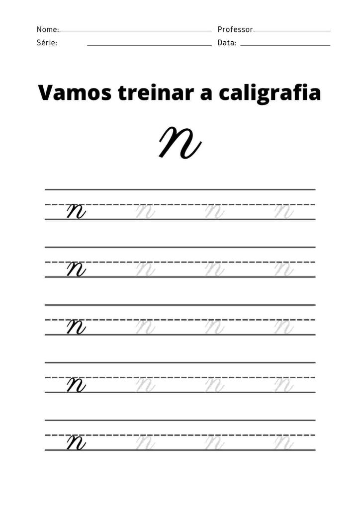 Atividade escrever letra N minúscula 