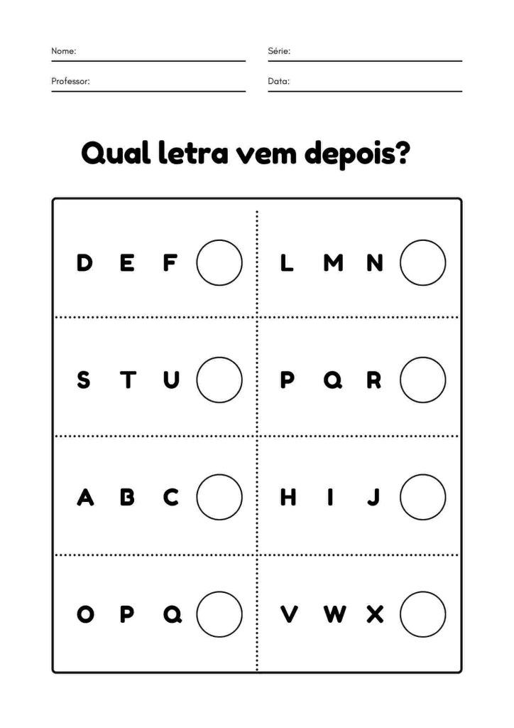 atividades de alfabetização