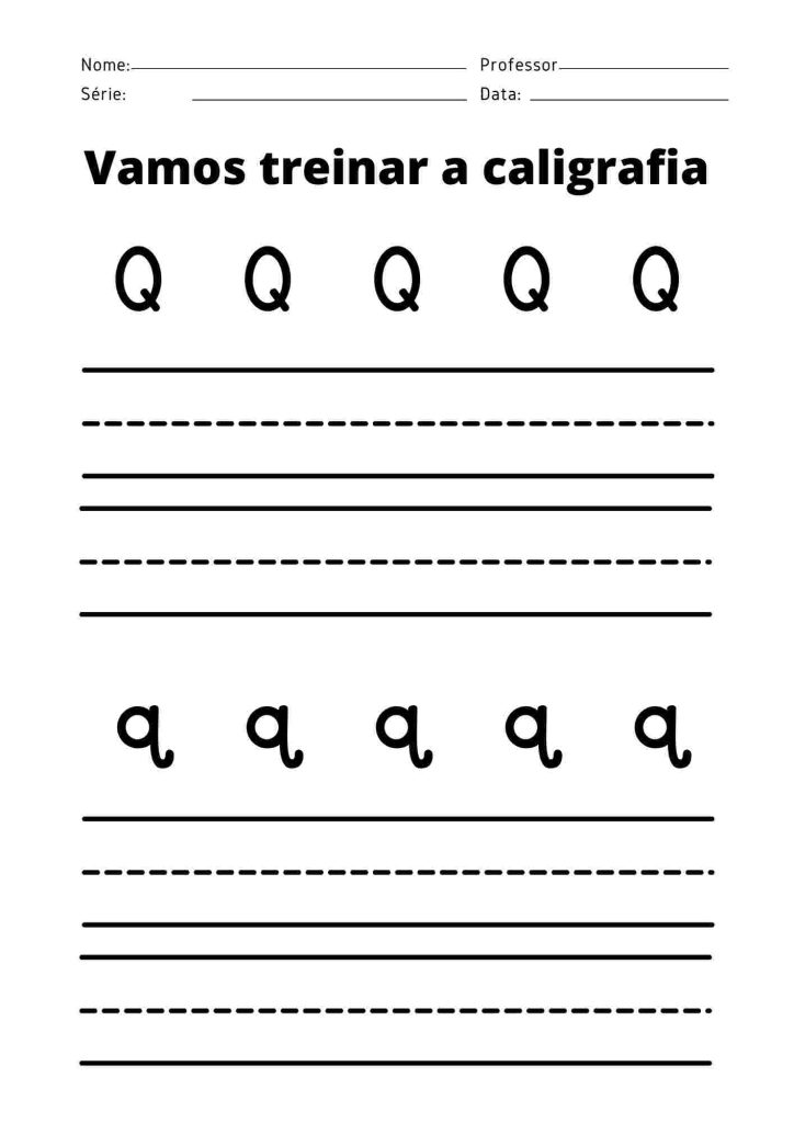 Atividade treinar caligrafia com Q