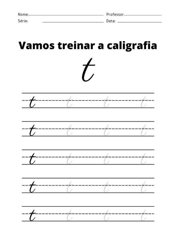 Atividade de caligrafia com letra t