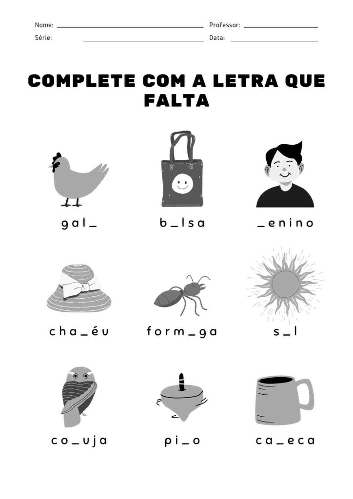atividade de completar com letra que falta