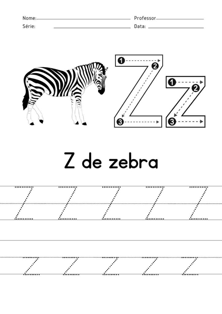 Atividade de tracejar letra Z