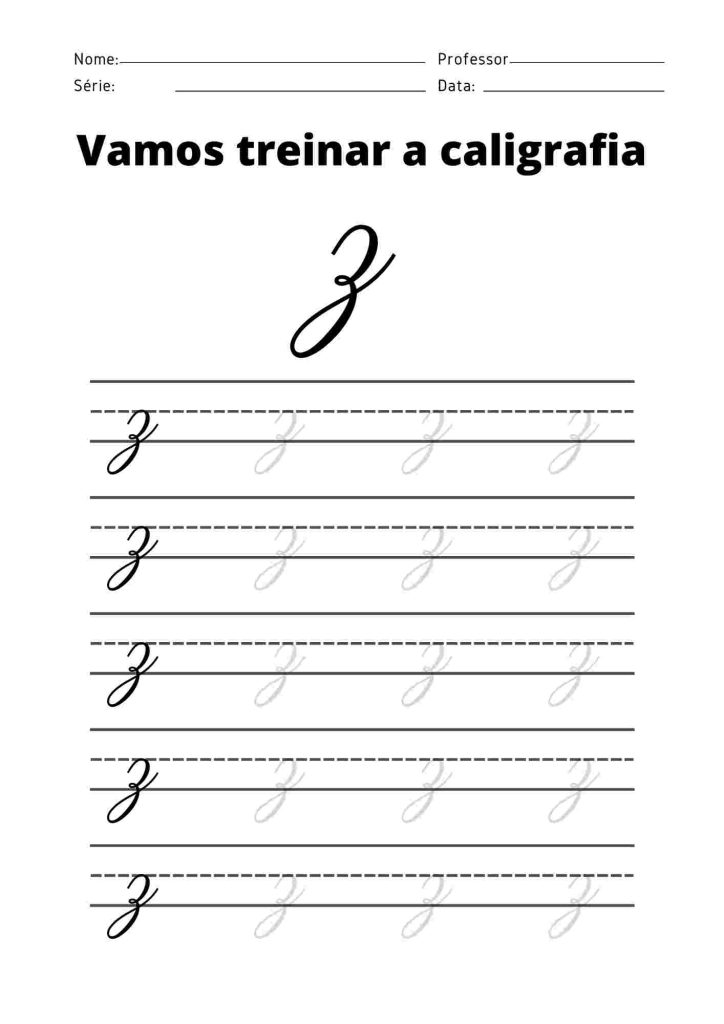 Atividade de caligrafia letra Z