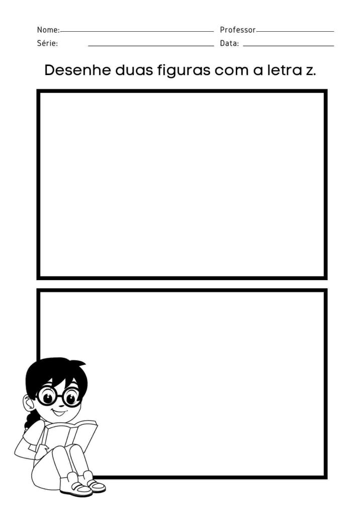 Atividade de desenho livre com letra Z