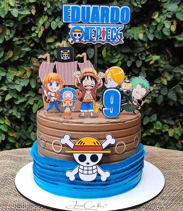 One Piece Luffy festa de aniversário topo de bolo design grátis