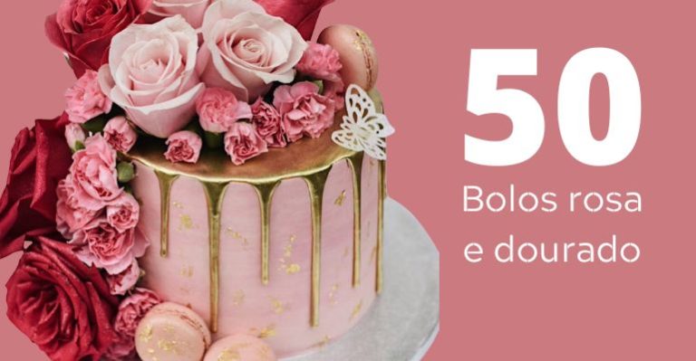 modelos de bolos rosa e dourado