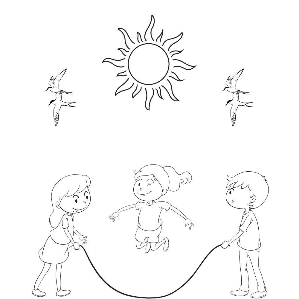 Crianças brincando nas férias para colorir