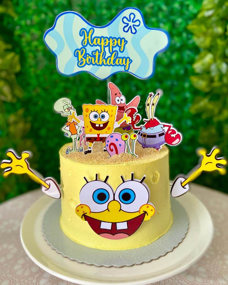 bolo do bob esponja braços abertos