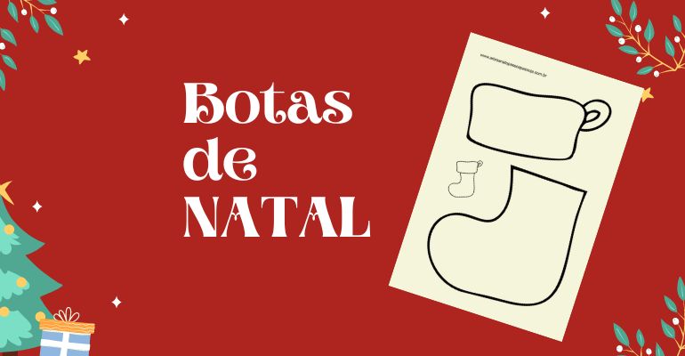 desenhos e moldes e botas de Natal