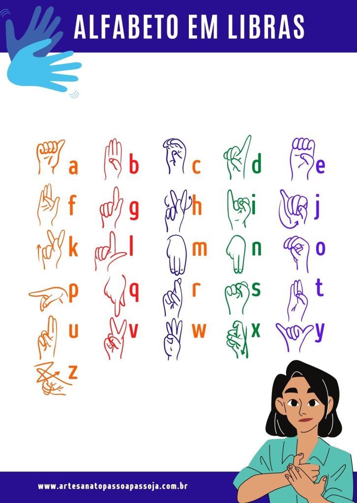 modelo de alfabeto em libras colorido