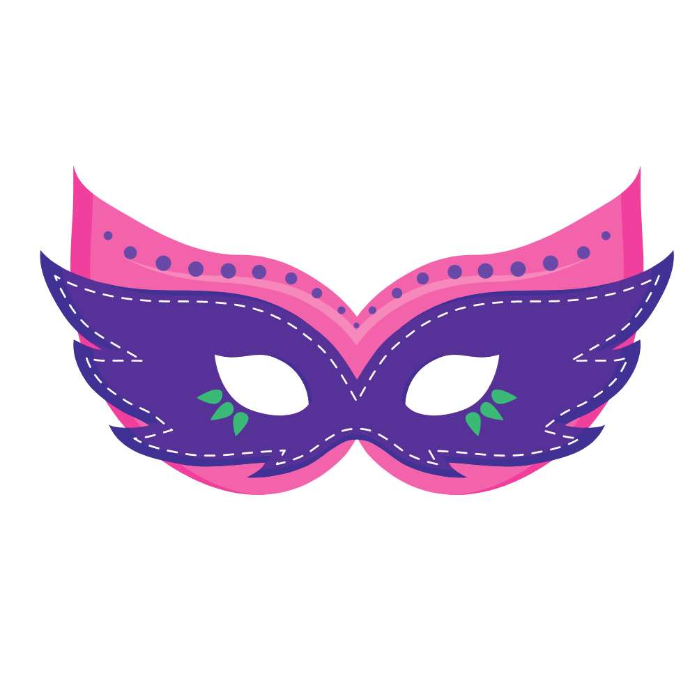 Máscara de carnaval roxa com rosa