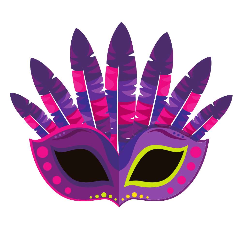 Máscara de carnaval rosa escuro com roxo