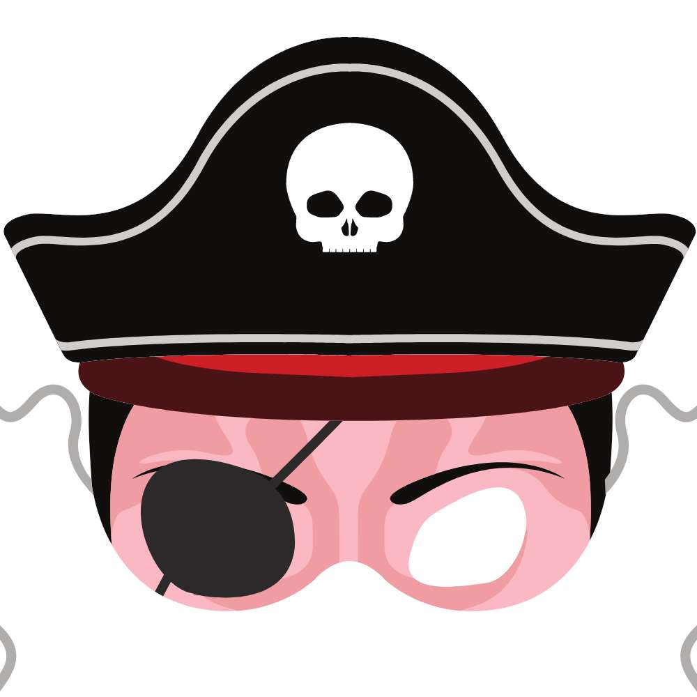 Máscara de carnaval de pirata com chapéu
