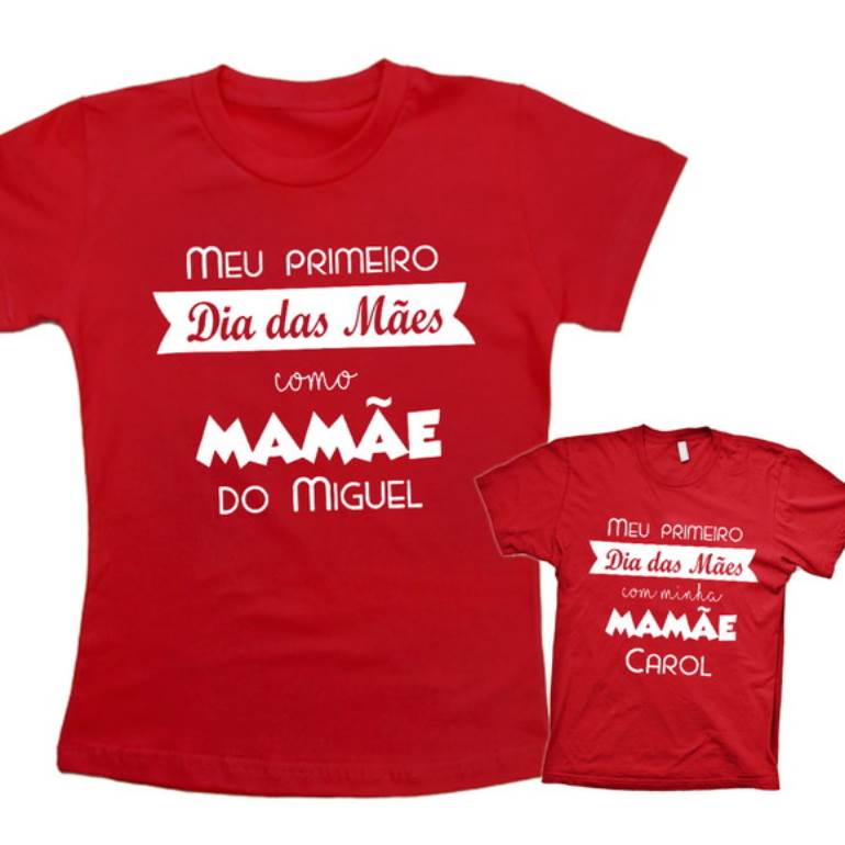 Duas blusas vermelhas de dia das mães