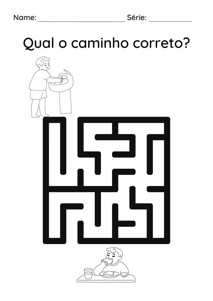 atividade labirinto higiene pessoal