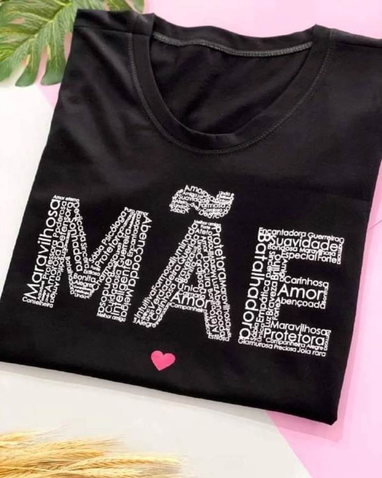 Blusa preta de dia das mães