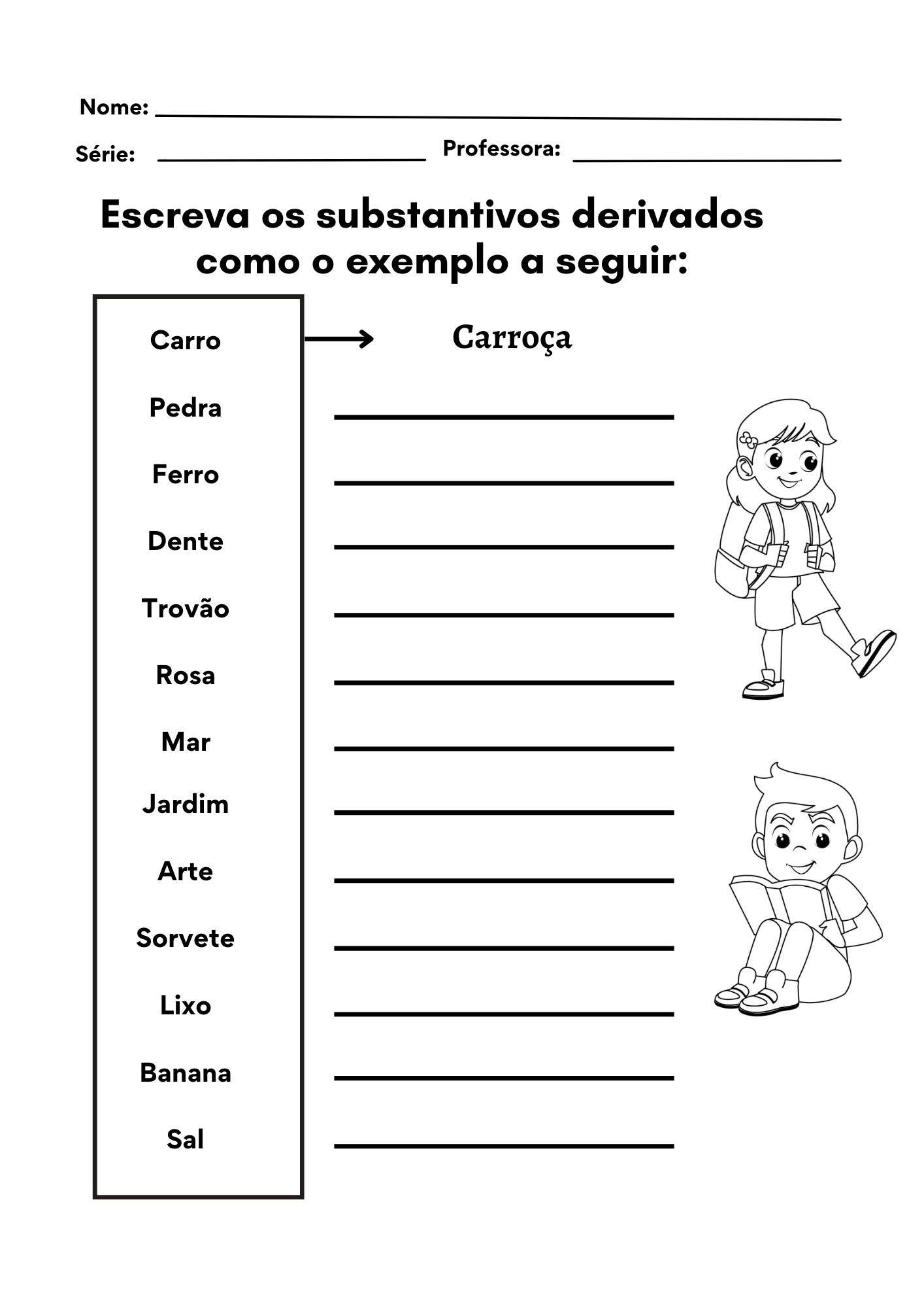 atividades substantivos primitivos e derivados