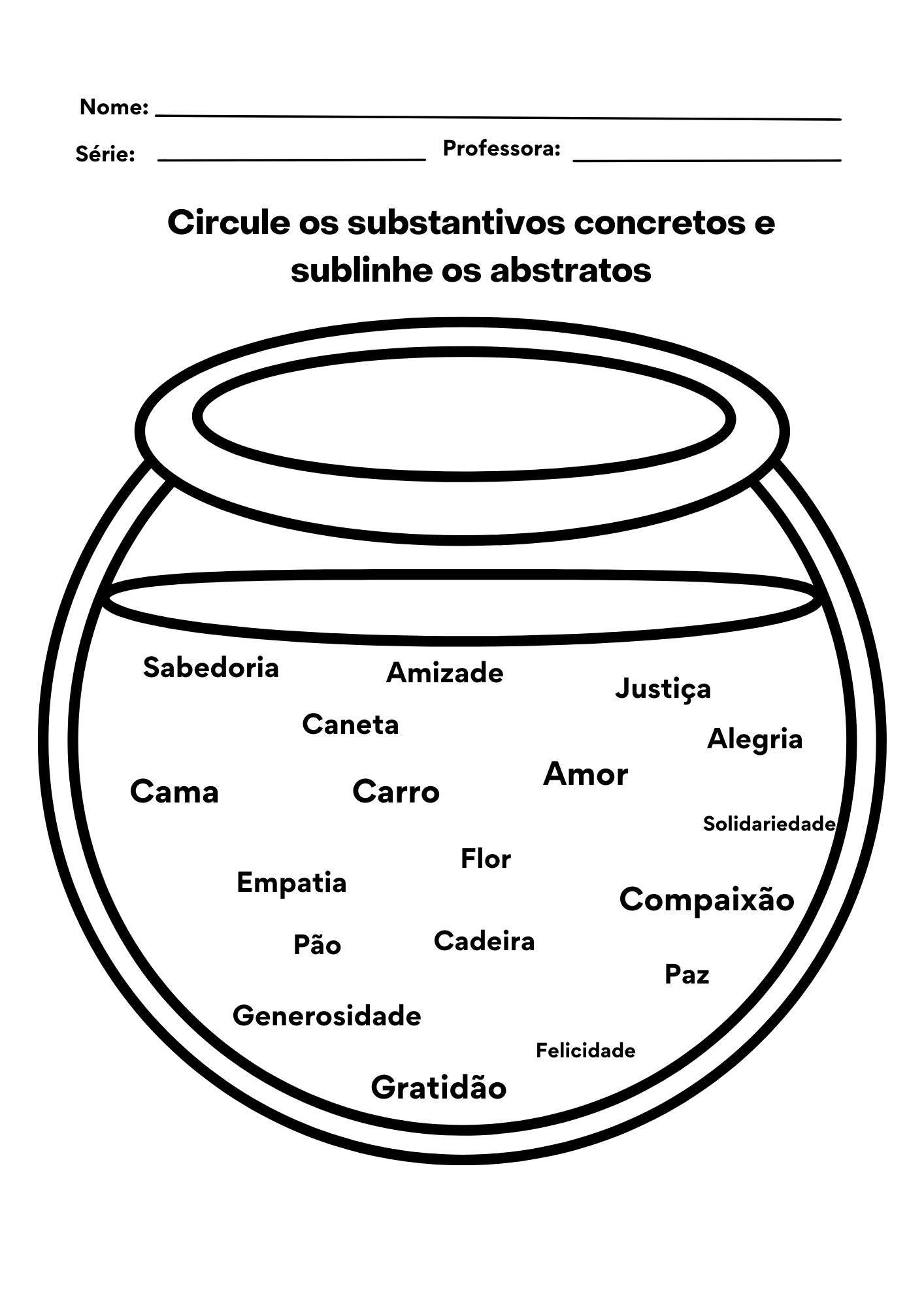 atividades substantivos concretos e abstratos