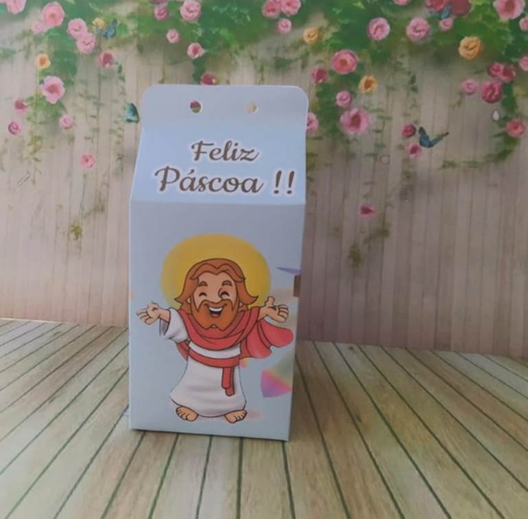 Caixa com Jesus de lembrancinha de Páscoa