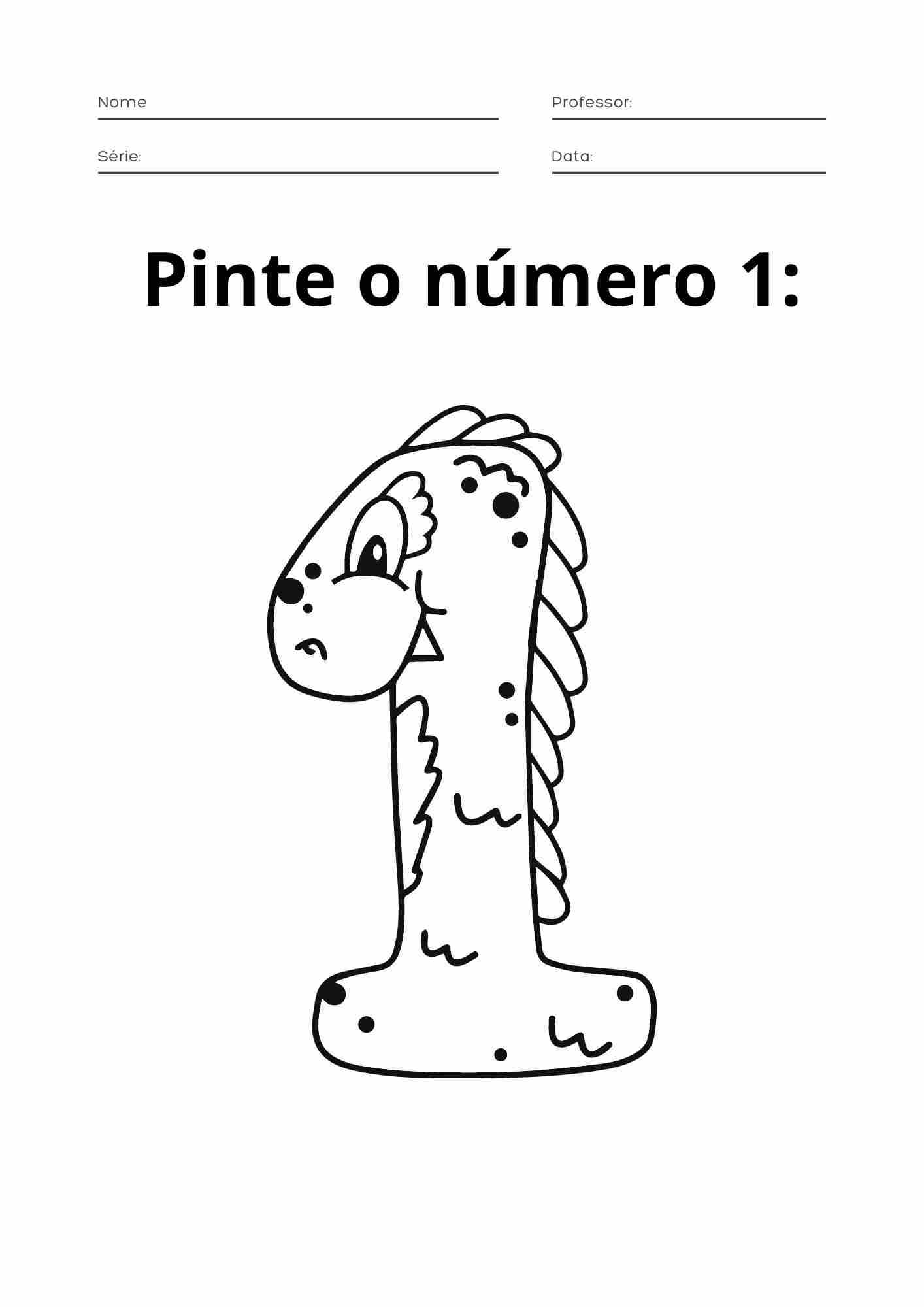 atividade pintar o numero 1