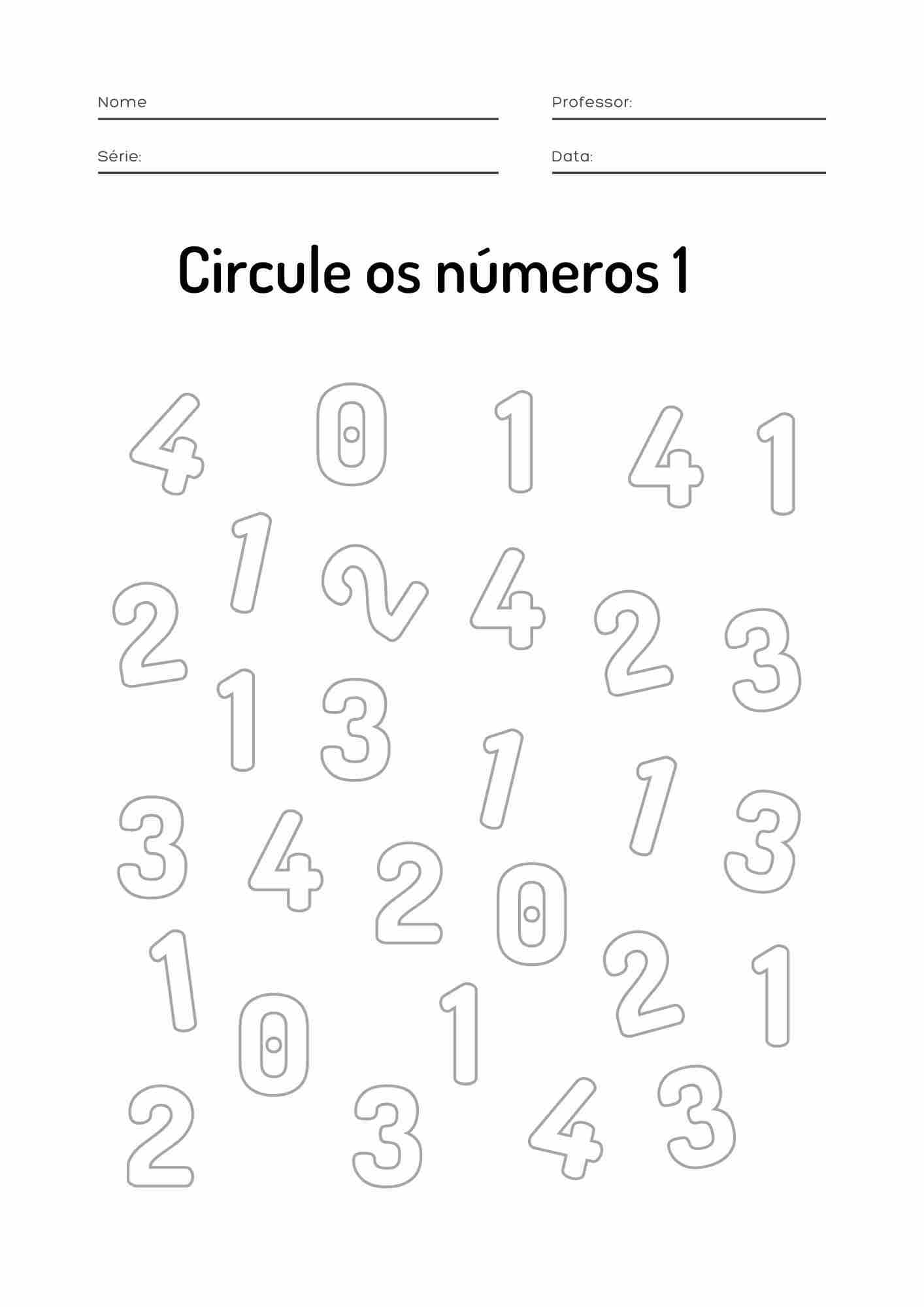 atividade de circular o numero 1