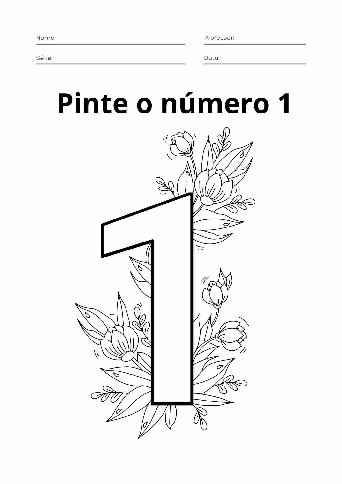 atividade de colorir o numero 1
