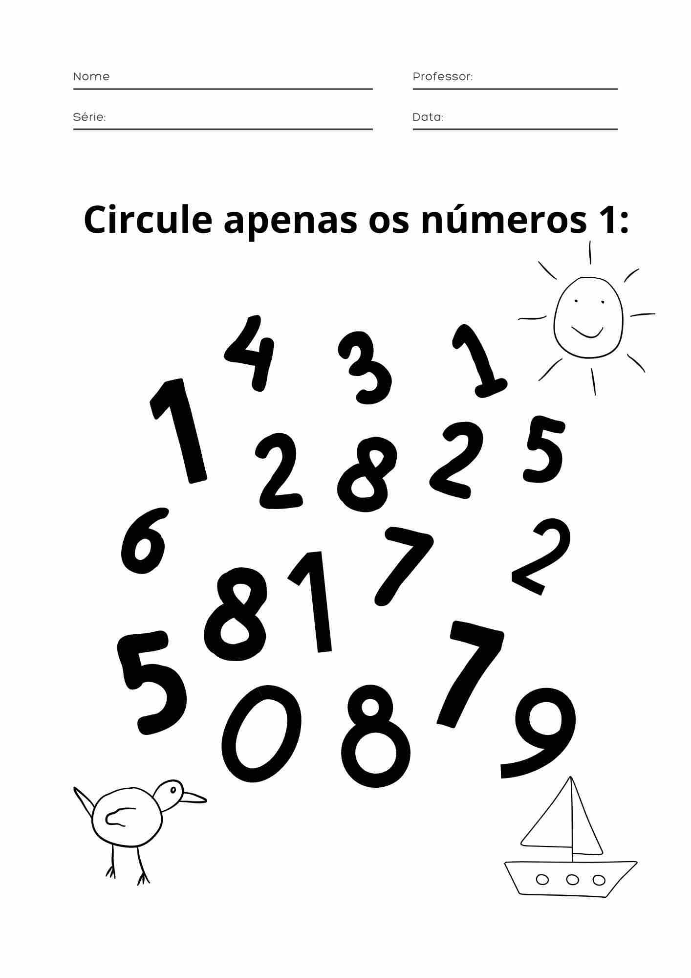 atividades numero 1 educacao infantil