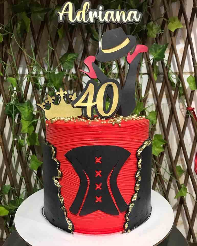 bolo 40 anos feminino vermelho
