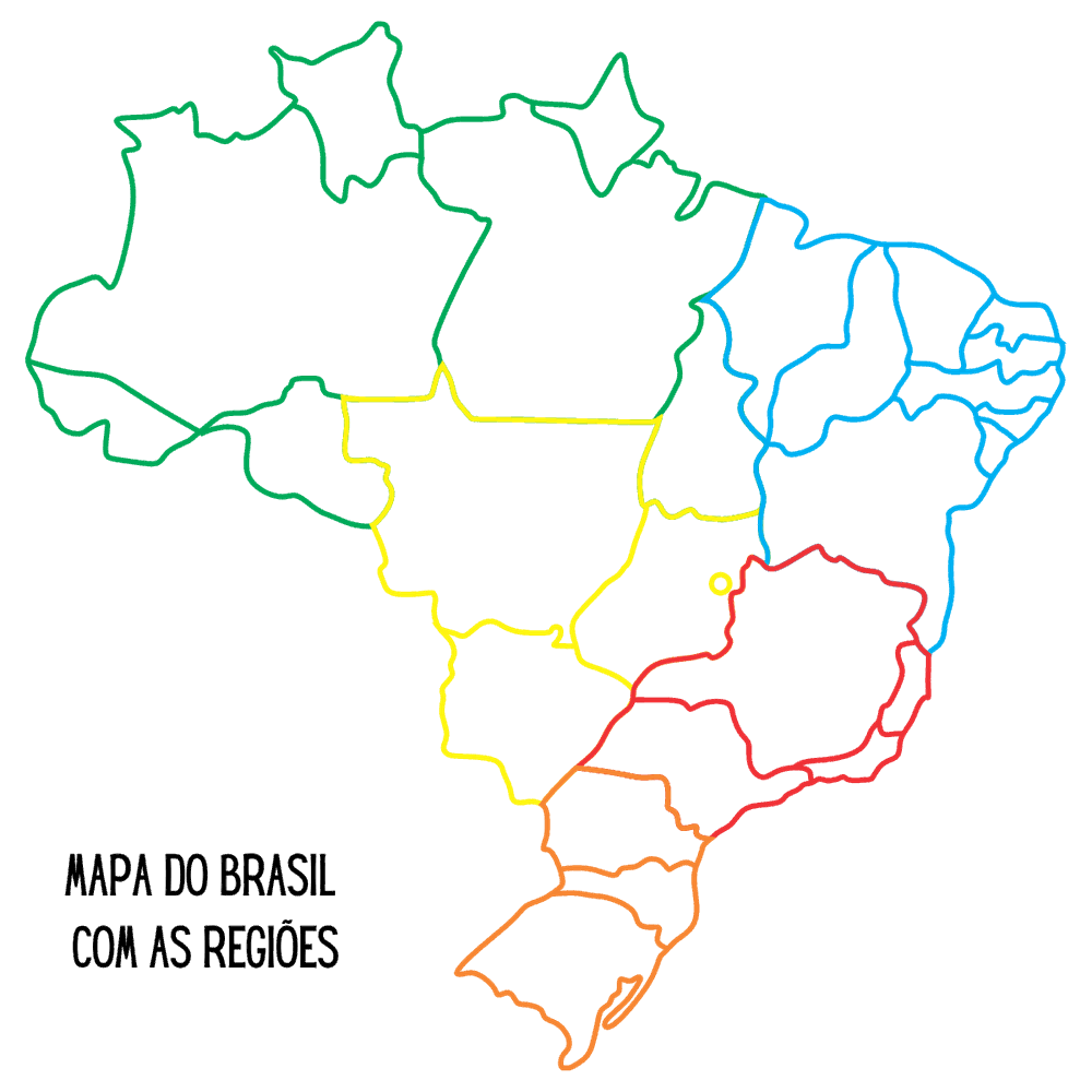mapa do brasil para pintar com as regioes