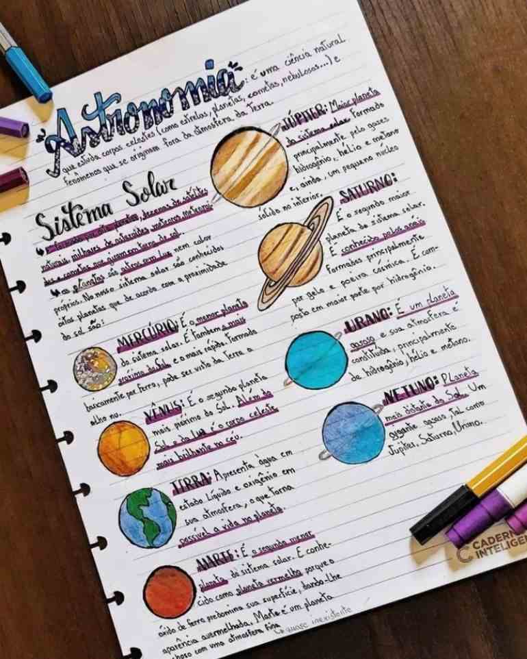 Caderno de astronomia bonito