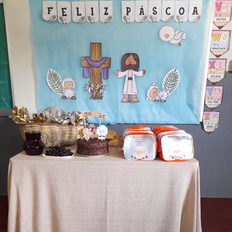 painel de Páscoa para escola infantil