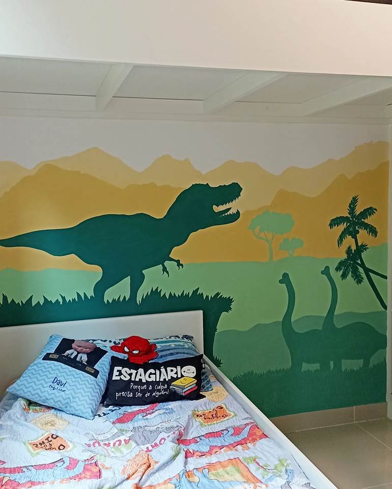 Dinossauro na parede do quarto
