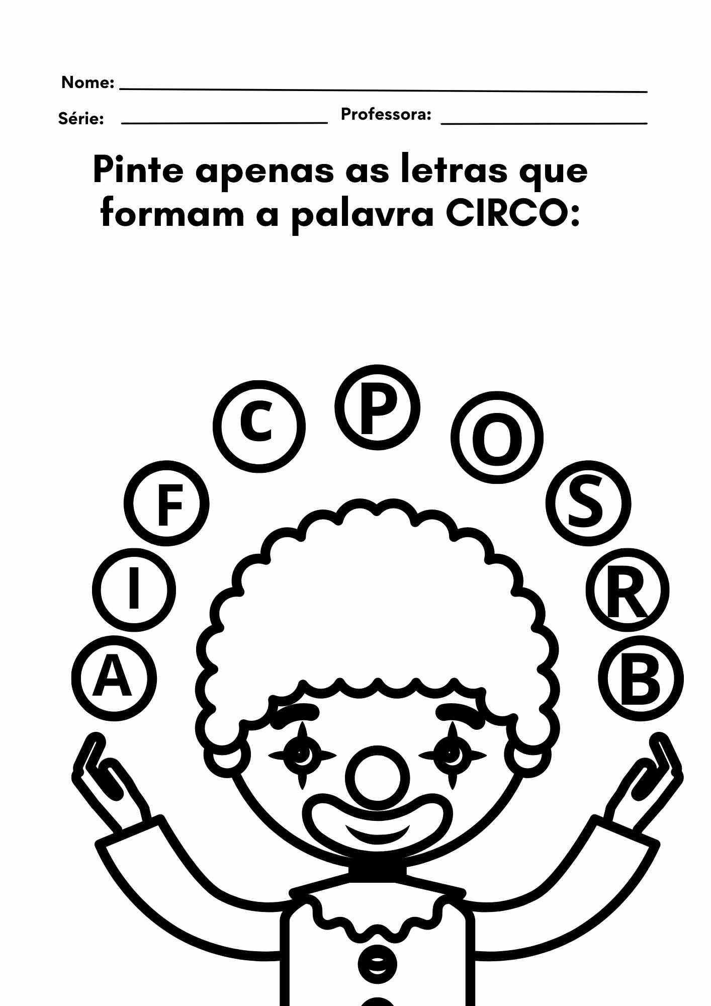 atividade de portugues dia do circo 