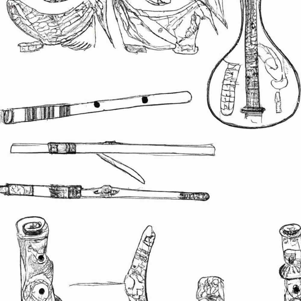 desenhos de instrumentos musicais indigenas