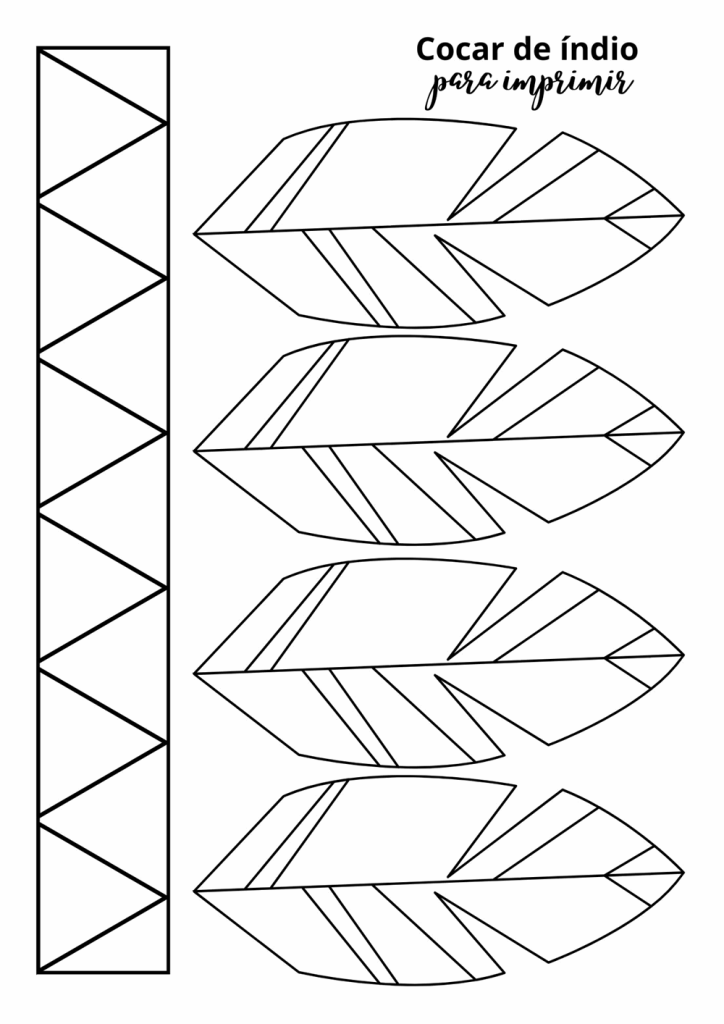 Cocar de índio para imprimir, recortar e colorir - Artesanato Passo a ...