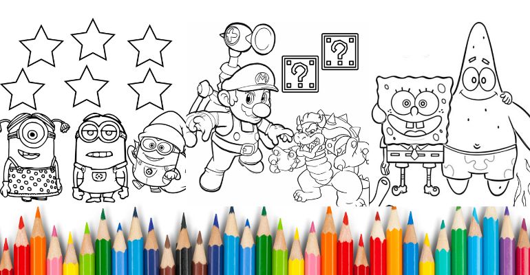 desenho de jogo para colorir de dois mesmos personagens de