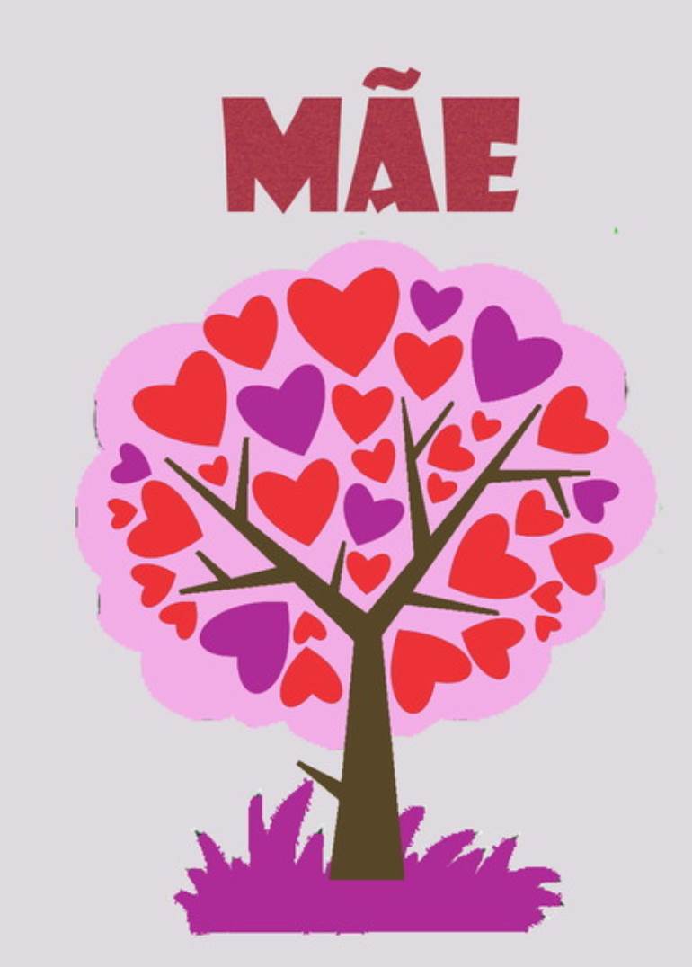 Cartaz dia das mães com árvore rosa