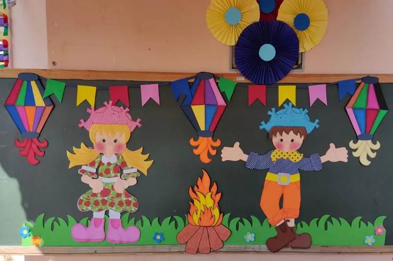 painel junino para escola mural