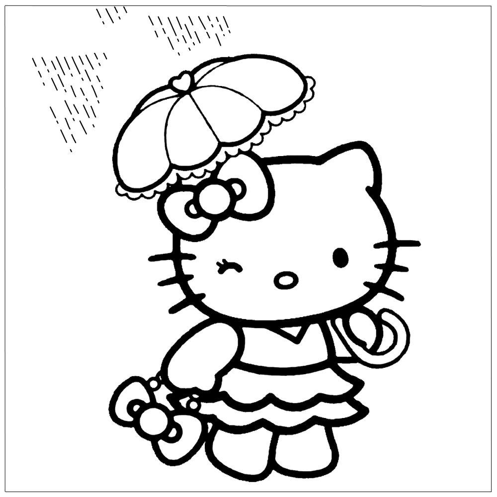 hello kitty com guarda chuva