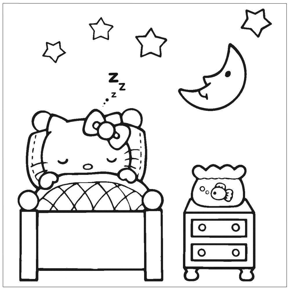Desenho da Hello Kitty dormindo