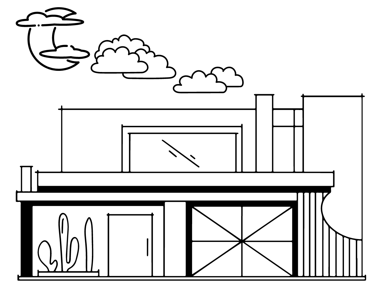Desenhos de casas modernas para colorir