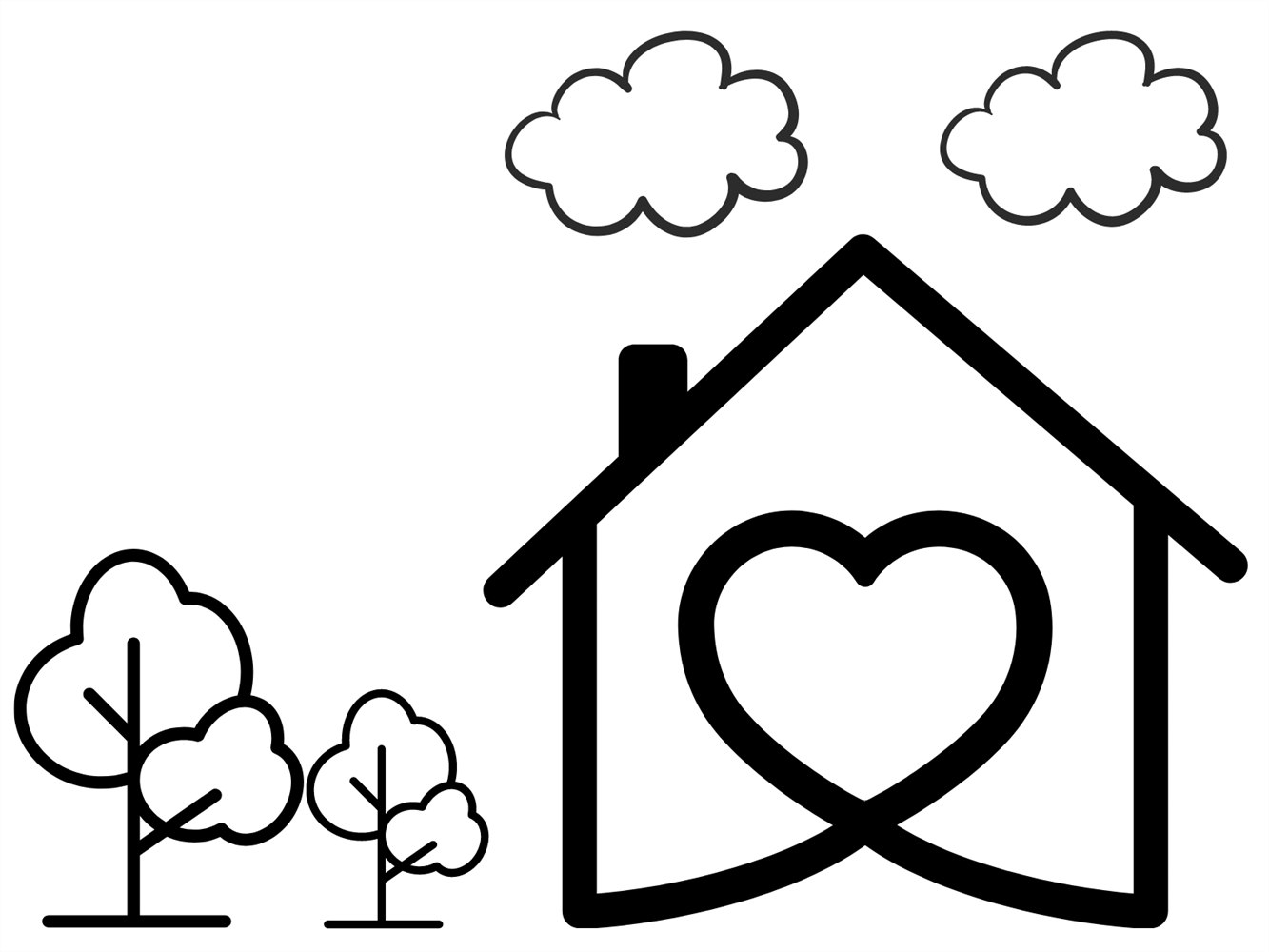 casa com porta de coração