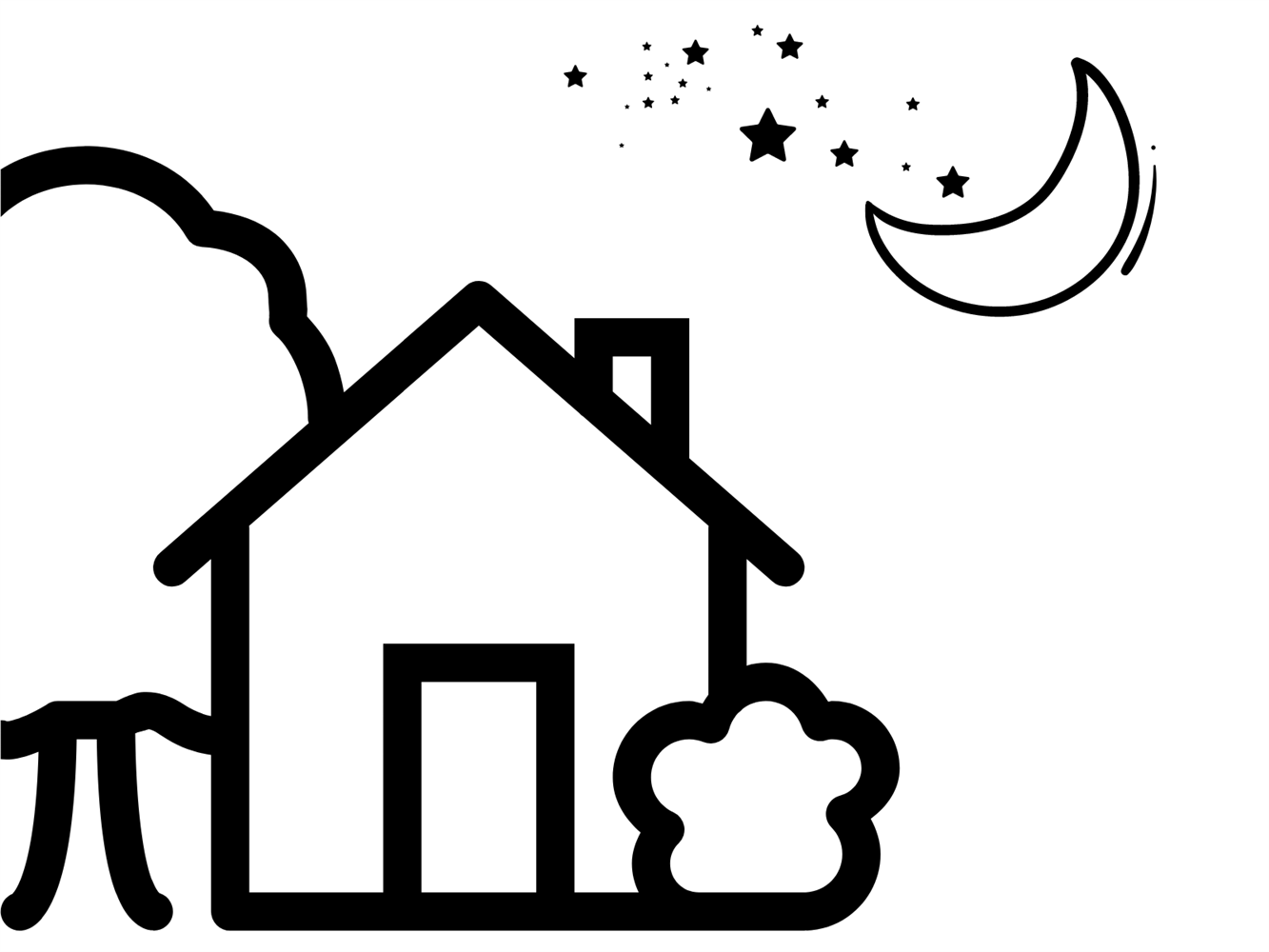 casa com lua e estrelas
